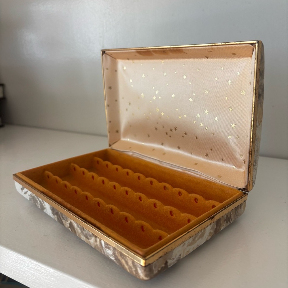 Vintage 50s Mele Jewelry Box Earrings Storage Case Atomic Design